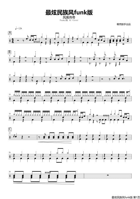 最炫民族风Funky版鼓谱
