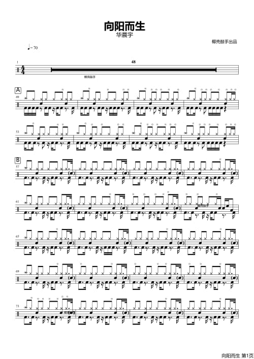 向阳而生鼓谱